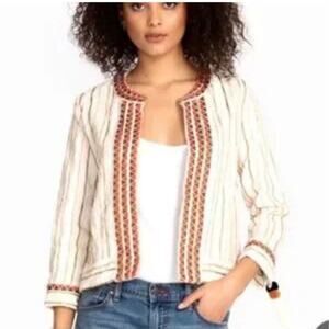 Johnny Was Maya Crop Jacket Women's M Striped Embroidered New with Tags